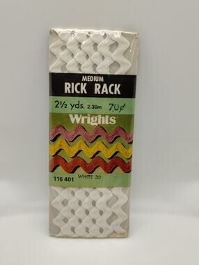 Wrights Medium Rick Rack - 30 White 2 1/2 Yd - 116 401
